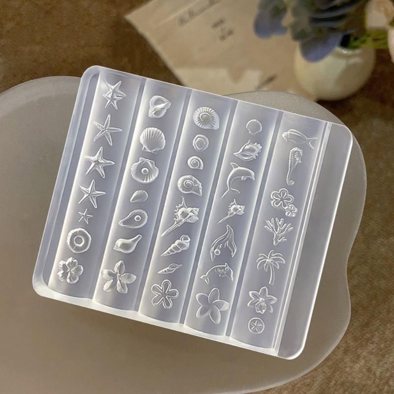 Accessoire Moule Silicone pour Nail Art Moule Décoratif pour Ongles Série Marine Texture Silicone Parfait pour Divers Types d'Ongles