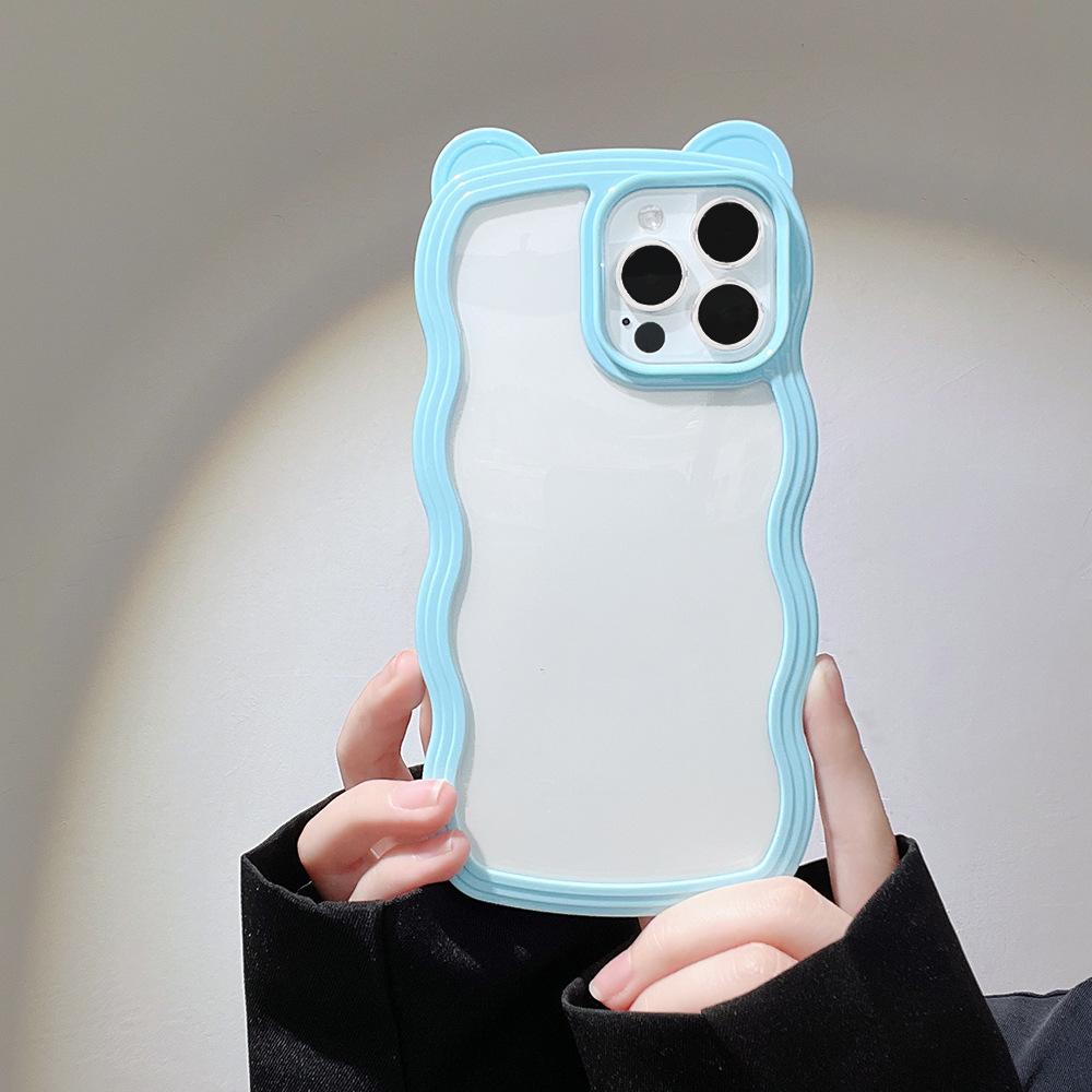 

Чехол для мобильного телефона Apple 12 с волнистой кромкой в виде медвежьих ушек, прозрачный силиконовый чехол для iPhone 13 Pro Max, однотонный Xr 13promax