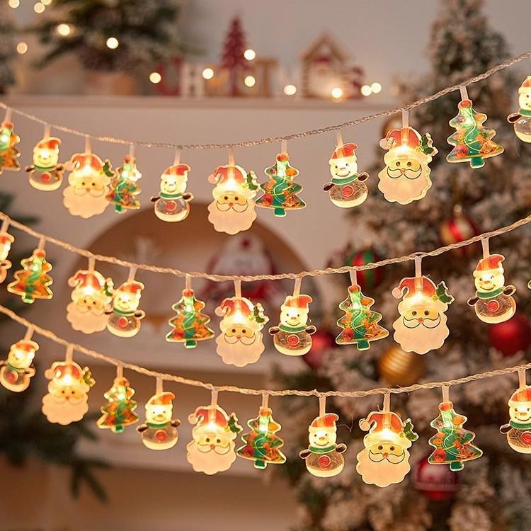 Warm Light Acrylic Snowman & Reindeer Christmas Tree Ornaments - Decorative String Fairy Lights