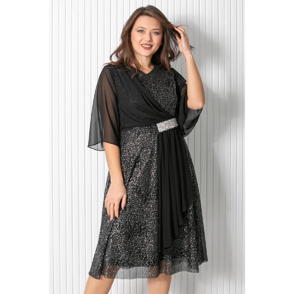 Pailletten-Abendkleid Marineblau Fhm900