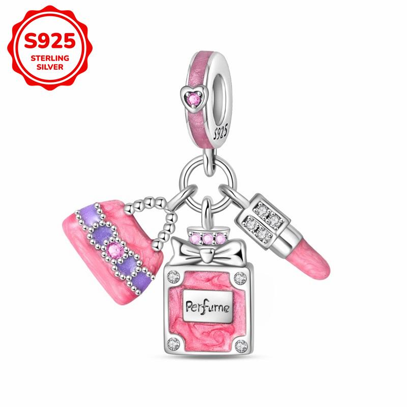 S925 Silver Princess Skirt Pumpkin Carriage Rose pendant bead Fit Bracelet DIY Jewelry Making For Women Gift