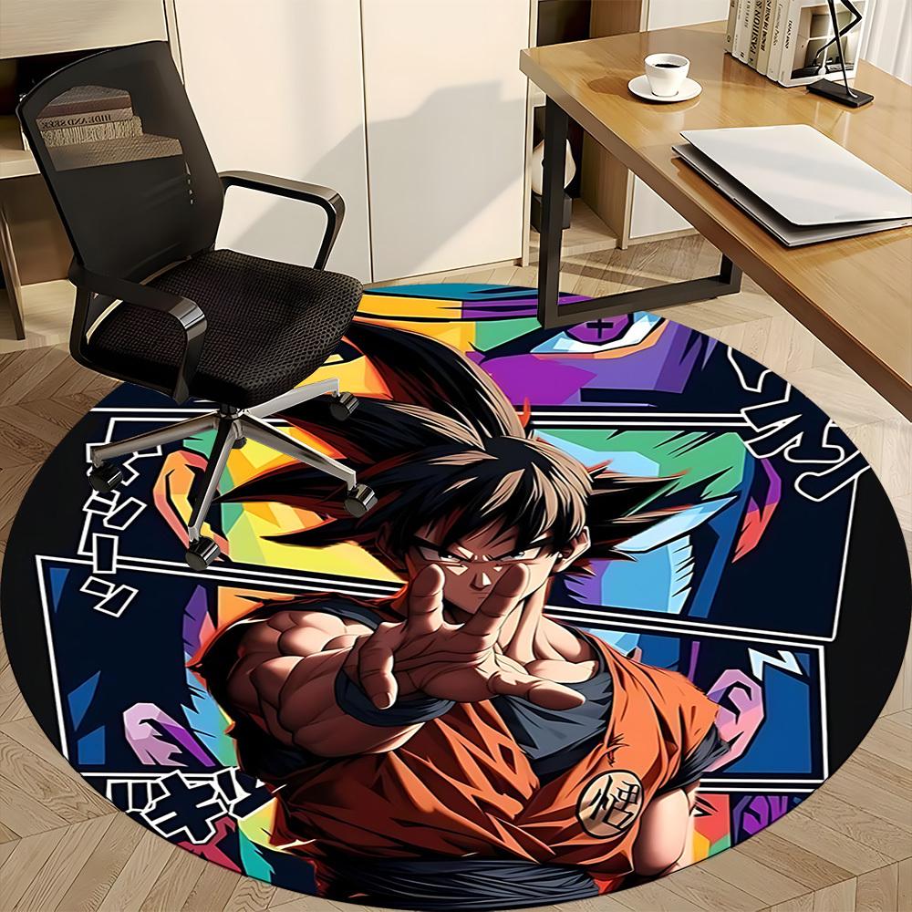 1pc Goku, Saiyan Office Round Area Rug, Indoor Mat Suitable For Office,Bedroom Living Room Home Decor, Room Deco A0926206