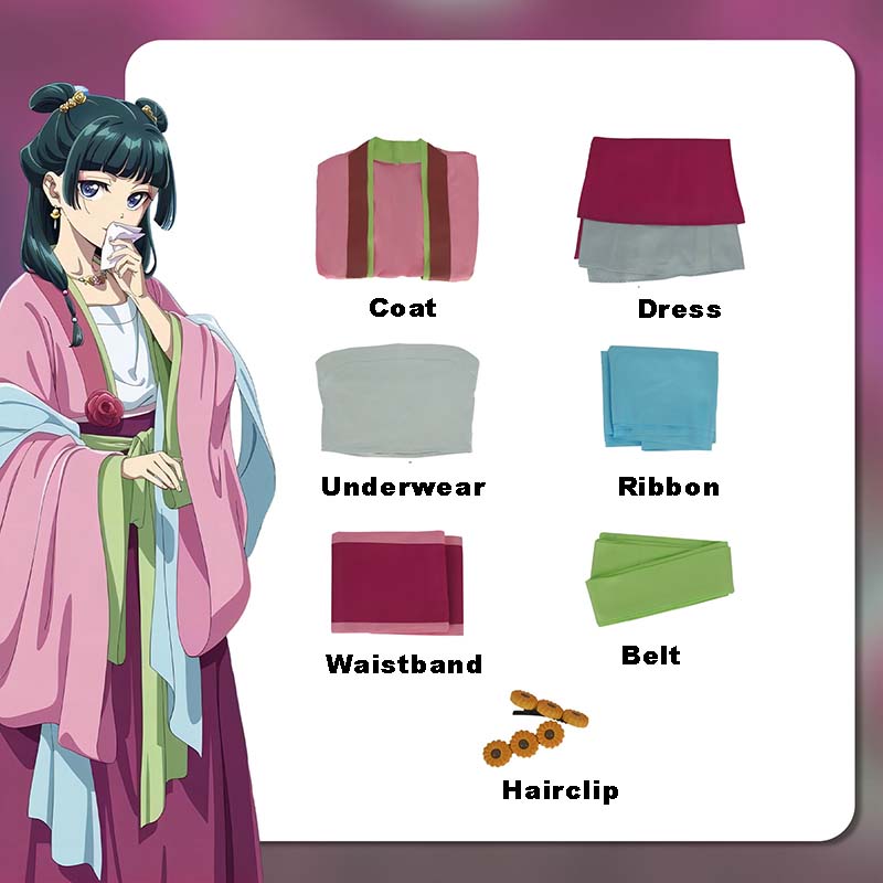 Kostium Cosplay Anime Maomao Anime Dzienniki Aptekarki Hanfu Uniforma Starożytna Dla Kobiet Dziewcząt Stroje na Halloween Karnawał Imprezę
