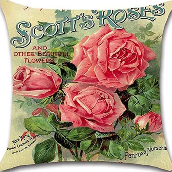 Retro Plant Floral Print Linen Pillow Case Home Living Room Sofa Car Cushion Pillow