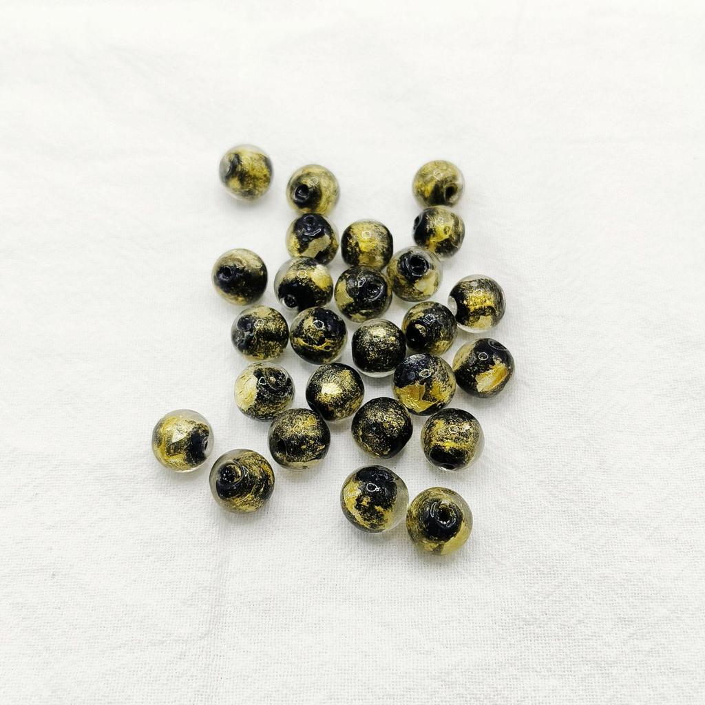 Ancient Style Gold & Silver Foil Glass Cylinder Beads for DIY Bracelet Jewelry