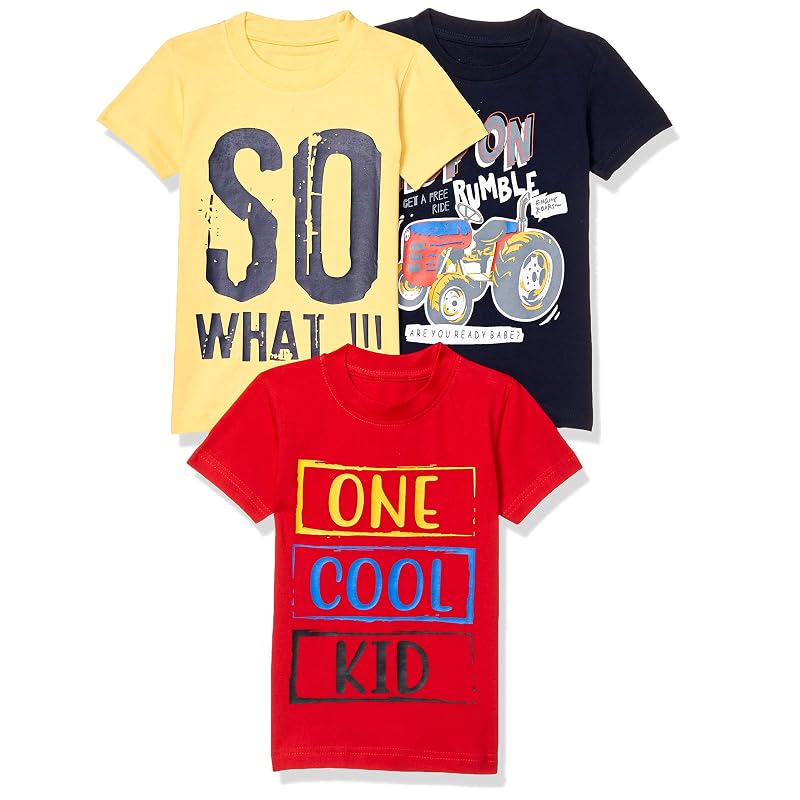 T2F BoyS Cotton Solid Regular Fit TShirt (Pack Of )