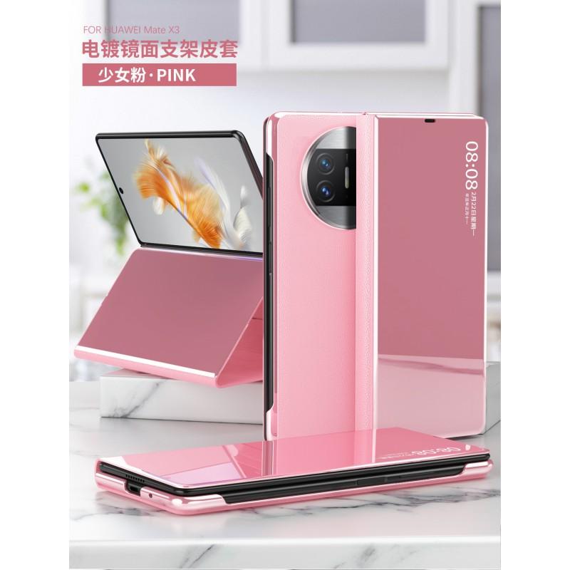 Mate X3 Flip Case With Mirror Finish Stand Magnetic Shockproof PC Leather Cover Foldable Phone