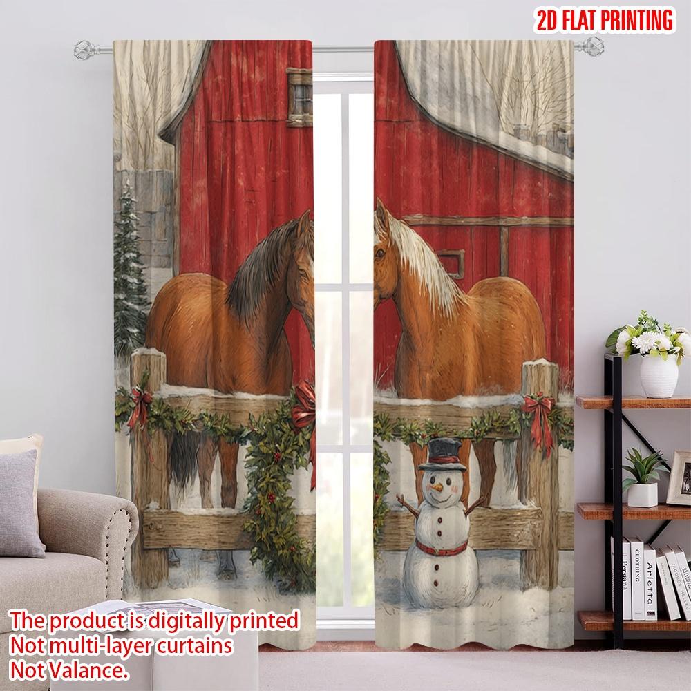 

2pcs,2D plane printing Minimalist Curtains Briarwood Lane 100% Polyester (without rod) Holiday for Study, Living Room, Kitchen - 52.50 × 116.00 cm 2 pcs