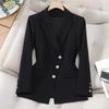 Elegant Women Black Suit Jacket Spring Autumn Professional Office Wear Stylish Slim Fit Design Trendy Blazer
