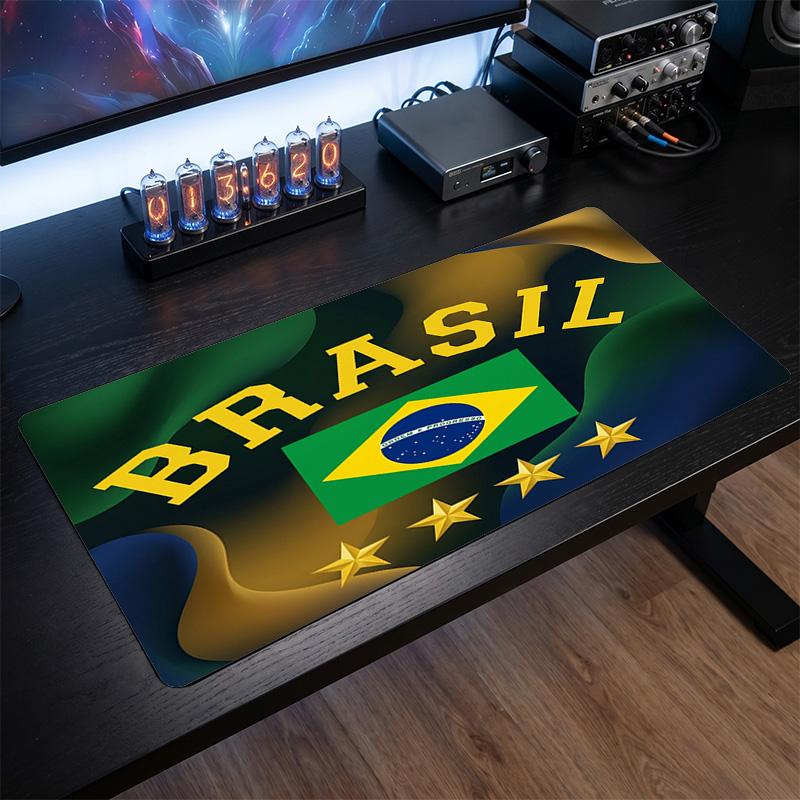 Brazil Football Crest Mouse Pad, Extended Non Slip Rubber Desk Mat for Gaming Office Laptop Fan Gift