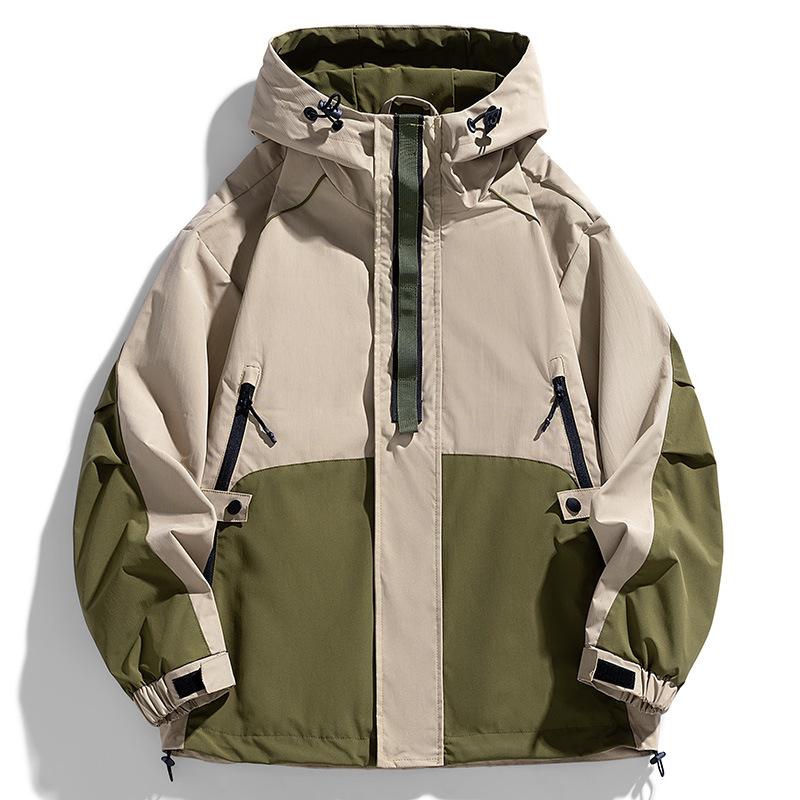 Spring and Autumn Splicing Color Windproof Charge Jacket Loose Casual Jacket