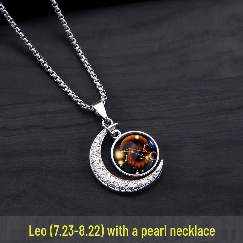 Twelve Constellations Pendant Necklace - Unisex Trendy Retro Earthy Cool Hip Hop Fashion Gift