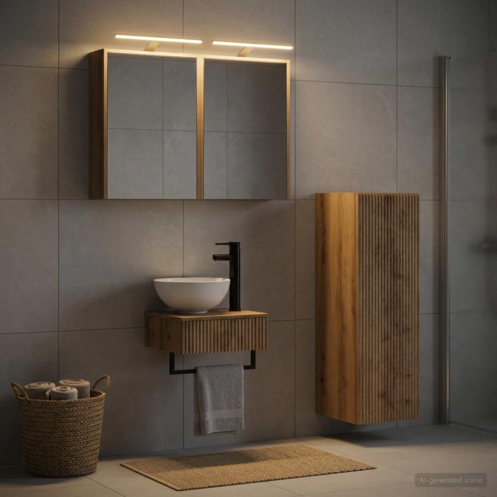 Bathroom Cabinet Set 4 Pcs Artisan Oak Finish 43 X 16 X 62.5 Cm