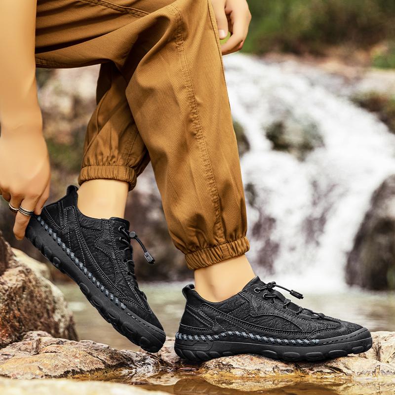 Spring/Autumn Men's Retro Large Size Hand-stitched Casual Men's Boots Men's Casual Leather Shoes Yellow Moccasins