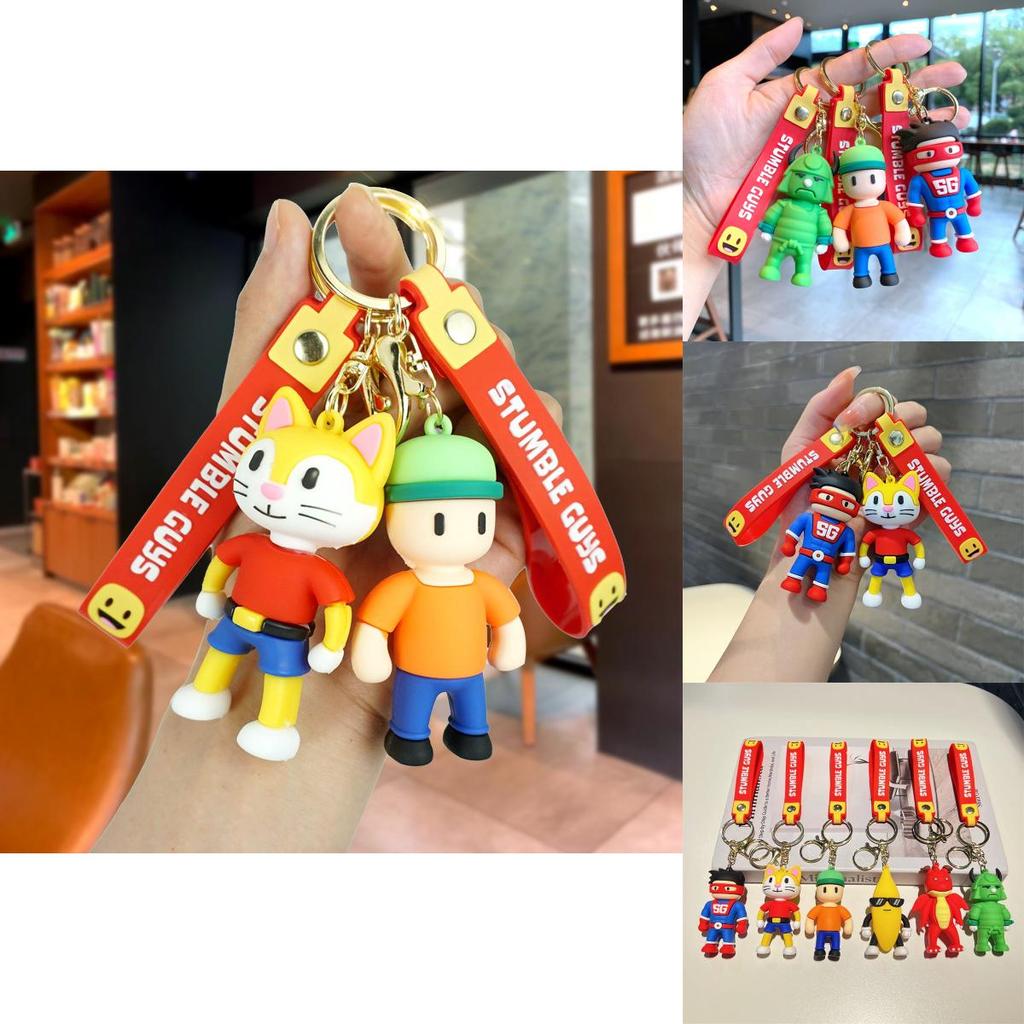 Adorable Cartoon Stumble Guy Keychain Cute Rubber Bag Charm Key Accessory
