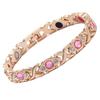 Bracciale Magnetico Europeo e Americano Transfrontaliero con Inlay di Foglie e Diamanti, Rame Rosso Antico, Spazzolato, Regolabile.