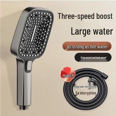 Three-Mode Pressure-Boosting Handheld Shower Set with Large Square Rainfall Head