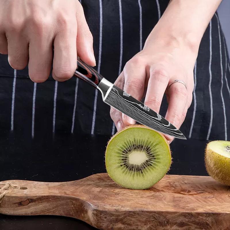 Women's Kitchen Knives - 3-piece Set of Damascus Steel Japanese Chef's Knife Stainless Steel Kitchen Knife Meat Cleaver