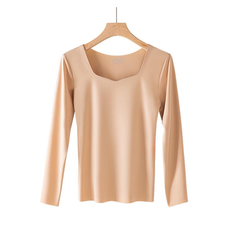Damska antybakteryjna bielizna termiczna: Bluzka jesienna z długim rękawem, cienka, bez śladu, w dużym rozmiarze