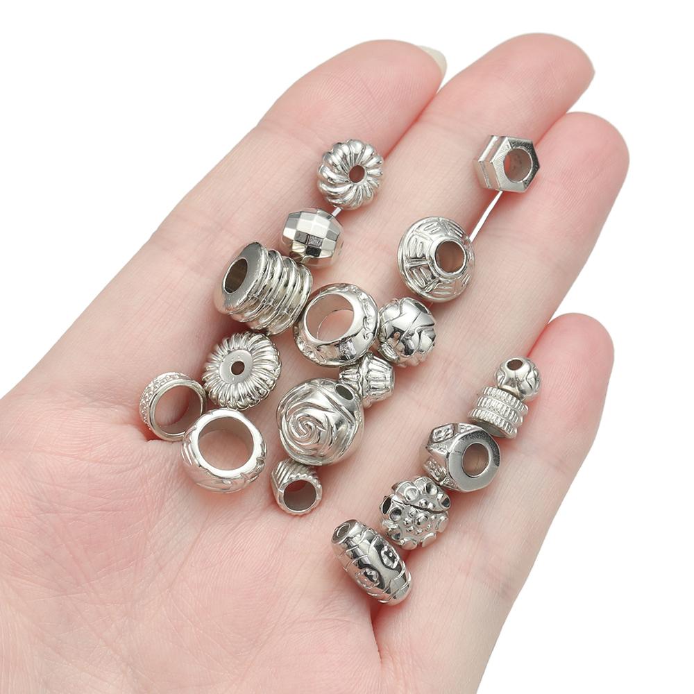 50pcs/lot CCB Spacer Beads Charms Antique Silver Color Spacer Beads Charms Pendants For DIY Bracelets Jewelry Making Accessories
