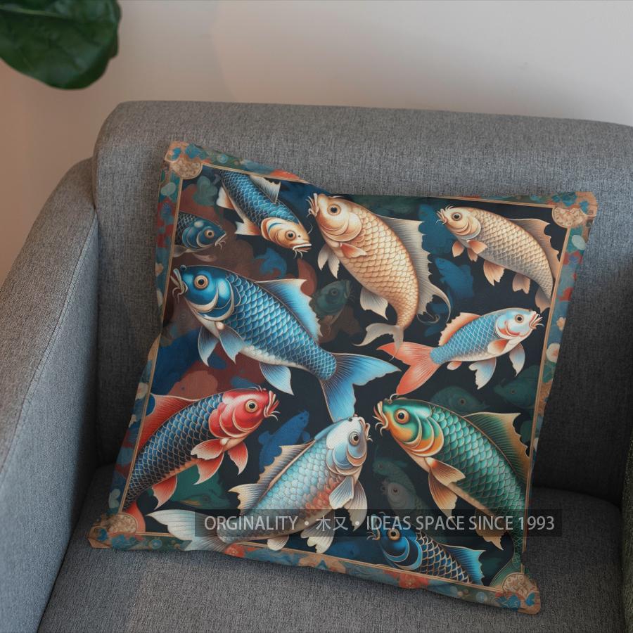 2D Buntes Goldfischmuster Kissen Für Heimdekoration Muster Kissenbezug Geeignet Für Sofa Schlafzimmer Auto Kissenbezug