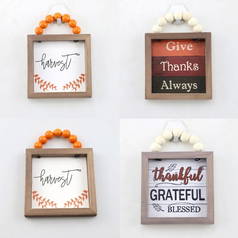 Fall Wood Front Door Hanging Sign Letter Wooden Plaque Fall Decor Autumn Plant Wood Wall Art Hanging for Farmhouse Home