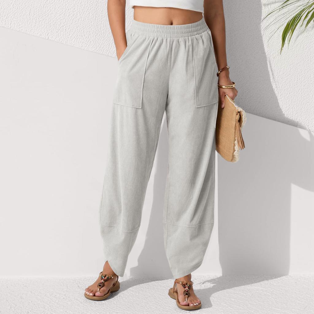 Fashion Trend Women's Solid Color Pocket Casual Cropped Pants