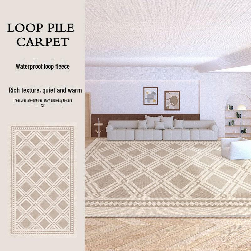 High-Grade Cream Loop Velvet Carpet: Non-Slip Living Room, Bedroom, Sofa, Coffee Table Mat