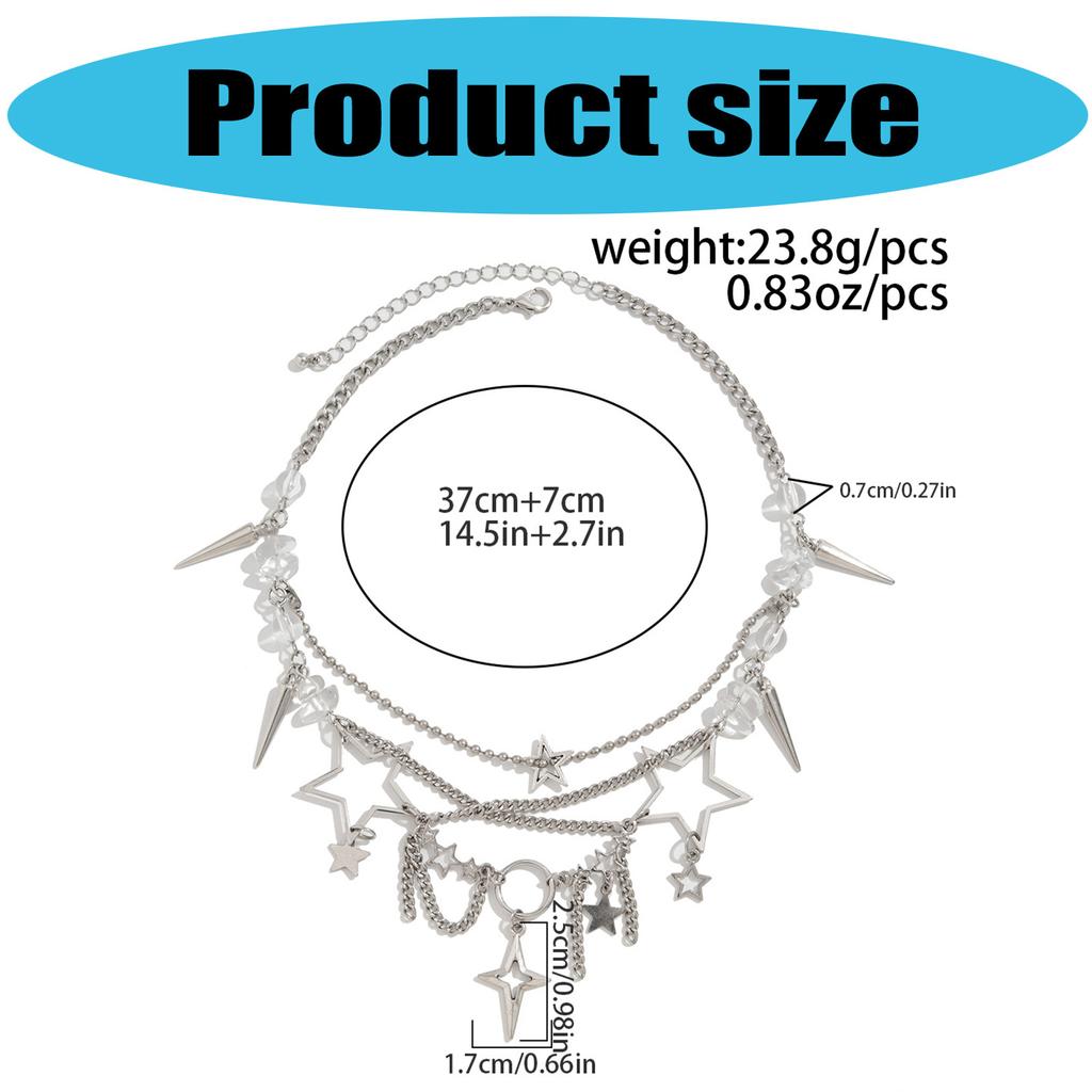 Einzigartige unregelmäßige mehrlagige Quastenkette mit Sternanhänger, tragbares Accessoire für modische Damenbekleidung