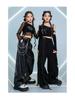Completo da ballo jazz da ragazza: Top Corto a Maniche Lunghe in Rete con Bretelle, Costume da Esibizione Streetwear e da Passerella