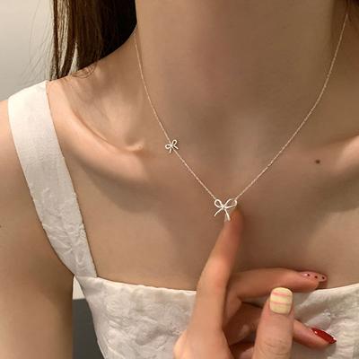 Einfache und vielseitige Schleifenkette Damen Nische High-End Sinn Elegant Mode Exquisiter Trend Vielseitige Halskette Schlüsselbeinkette