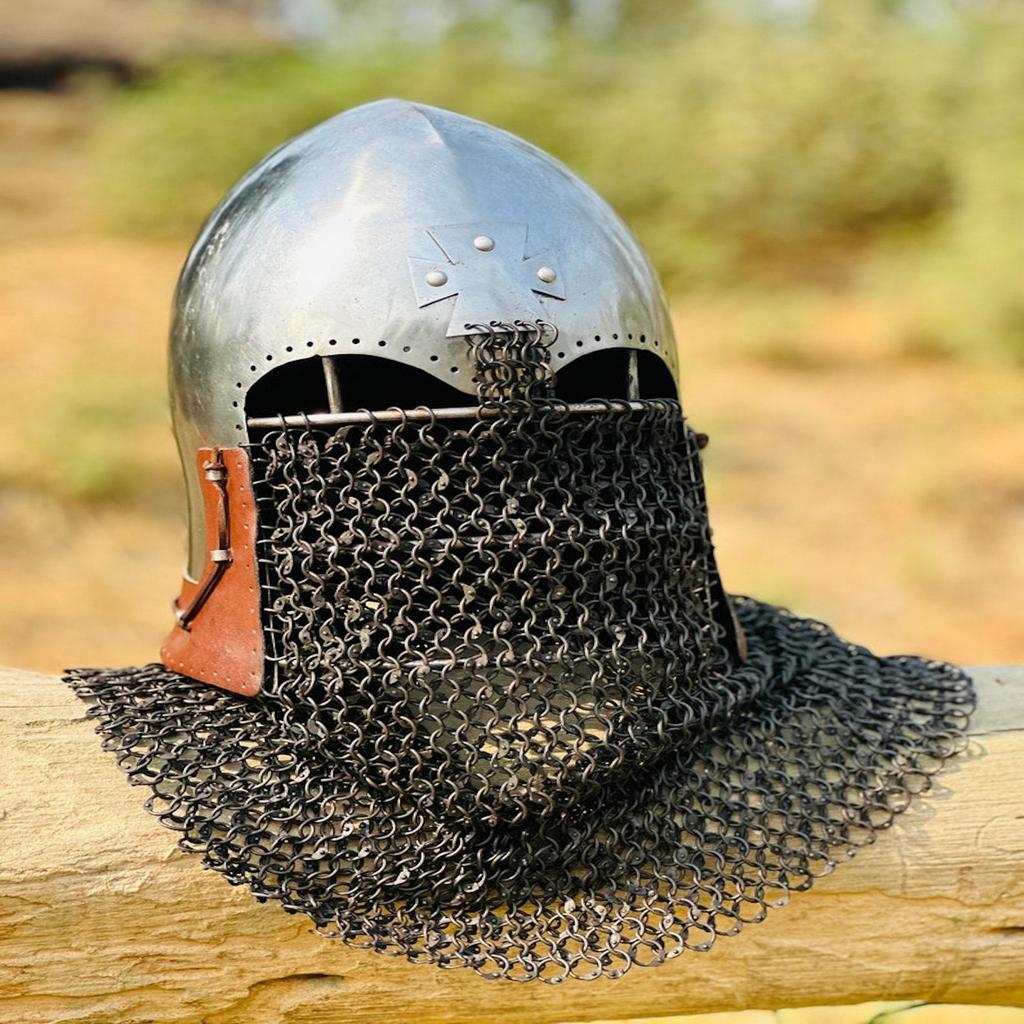 Medieval Viking Chainmail Helmet | Perfect Gift for History Buffs and Armor Enthusiasts | Barbute Chainmail Helmet | Best Gift