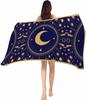Beach Towel Stars Moon Bath Pool Towels Green Geometric Gorgeous Starry Night Soft Absorbent Beach Towel Lightweight Large Quick