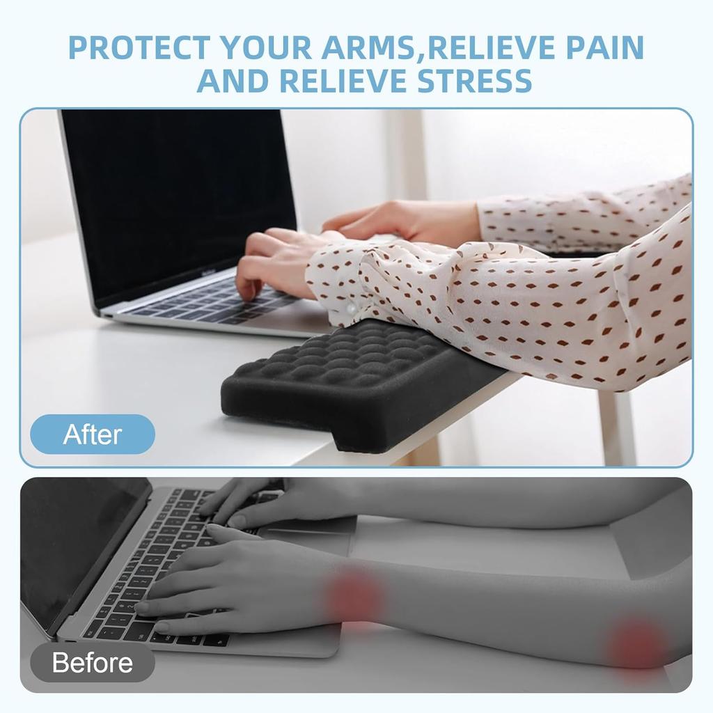 Elbow Pad for Desk, 2 Pack Memory Foam Keyboard Wrist Rest for L-Shaped Desk, Non-Slip Wrist Rest for Computer Keyboard, Elbow Pads for Office Home