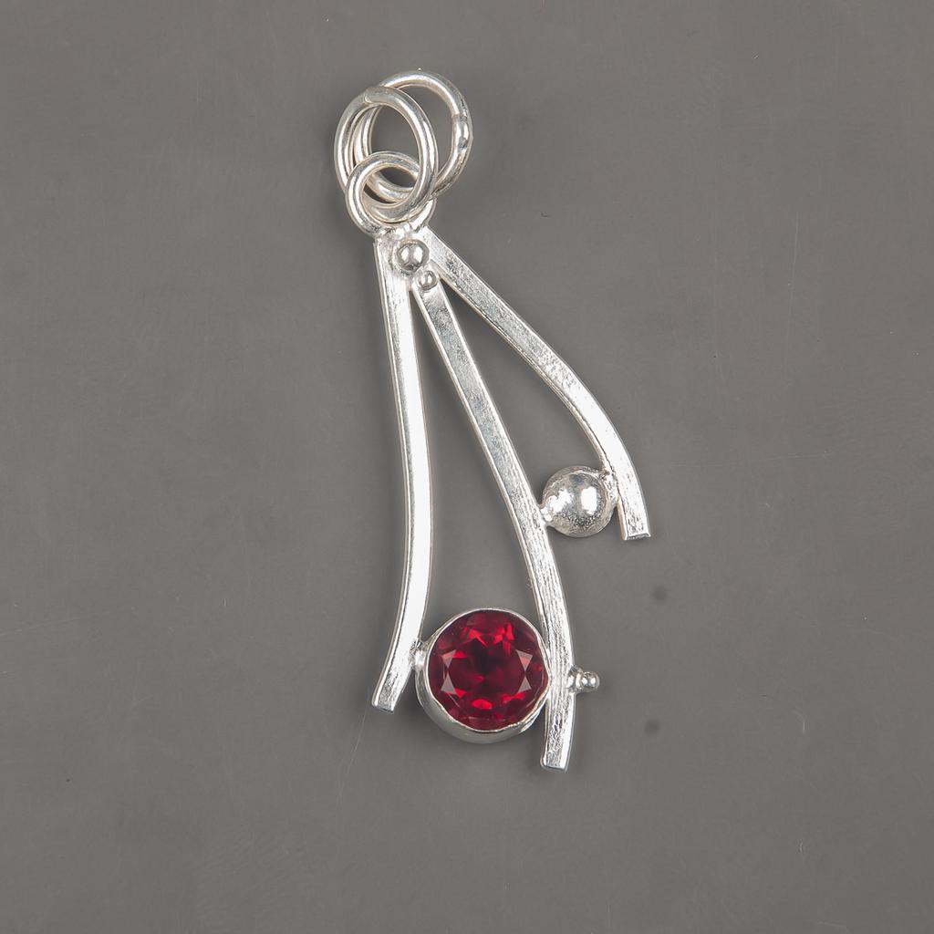 Pink Rubellite Gemstone 925 Sterling Silver Handmade Boho Style Pendant 1.73" For Women PP-23-11
