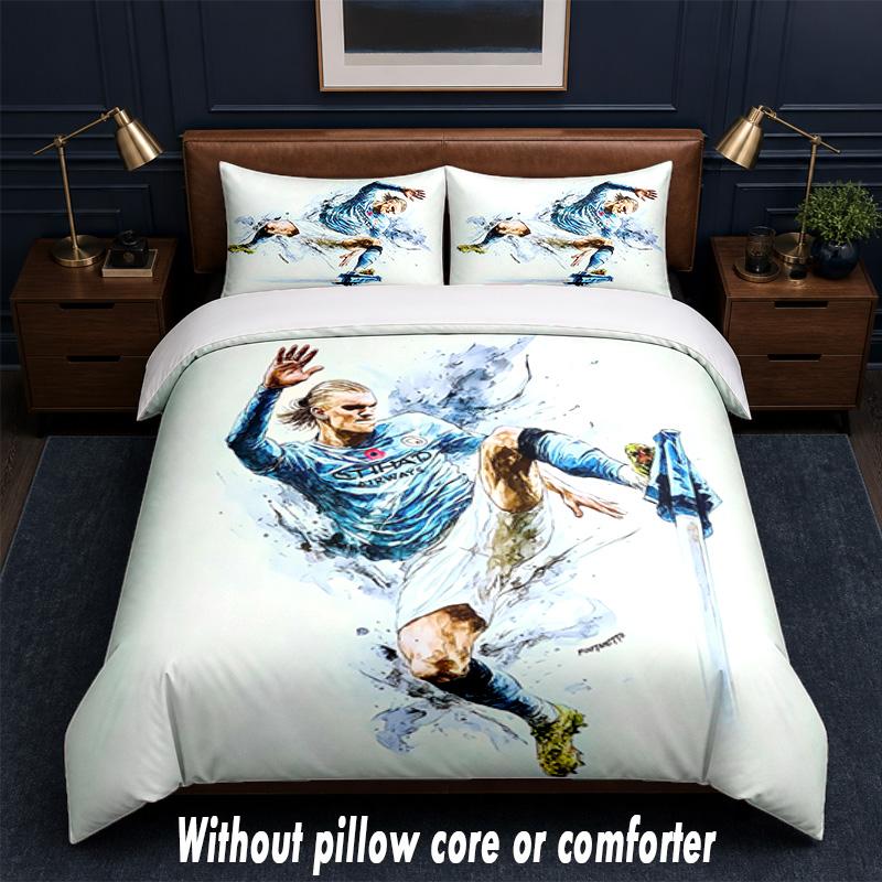 Erling Haaland Design Bed Bedding Set 1 Duvet Cover + 2 Pillowcases Soft Breathable Household Bed Linens