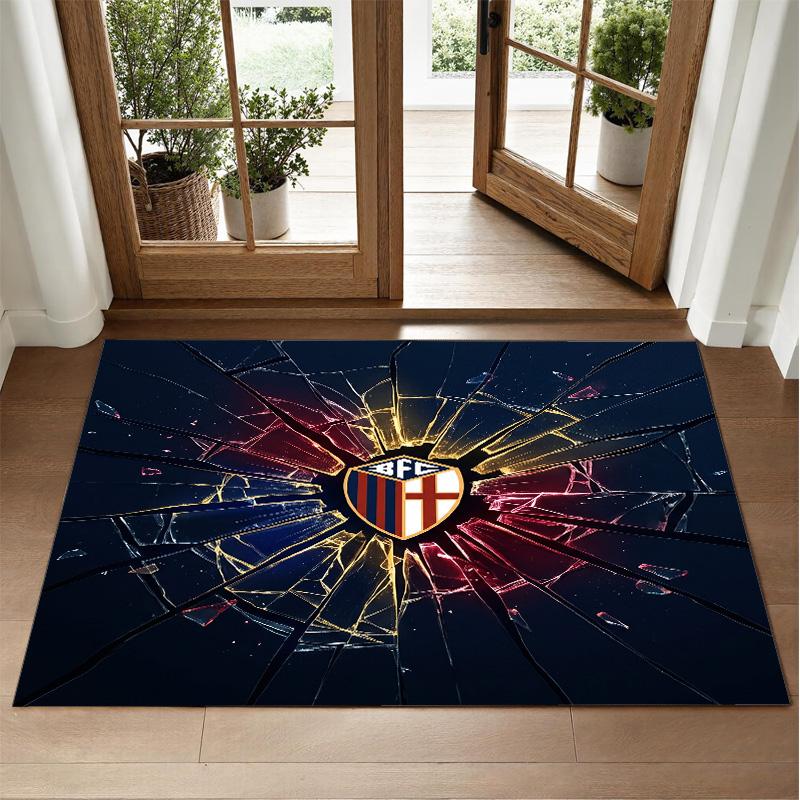 Bologna FC Design Crystal Velvet Rug Soft Decorative Mat for Bedroom Entrance