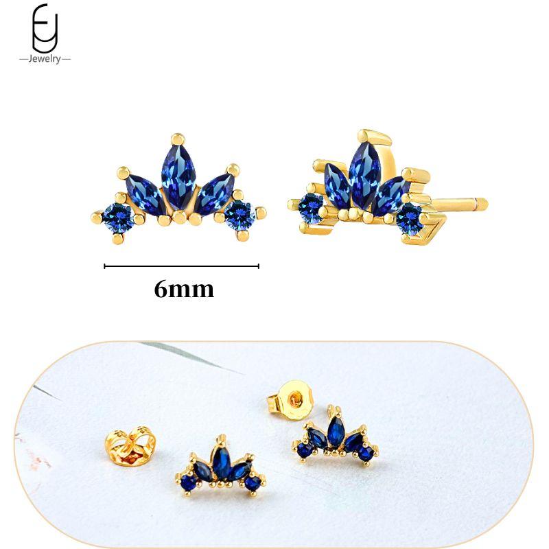 925 Silver Ear Buckles Fashion Hoop Earrings Dark Blue Crystal Pendant Gold Earrings High Women's Jewelry Luxury Gifts
