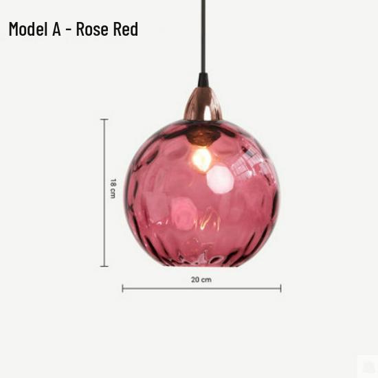 Nordic Embossed Colorful Glass Sphere Pendant Light for Bedroom, Bedside, or Restaurant Bar.