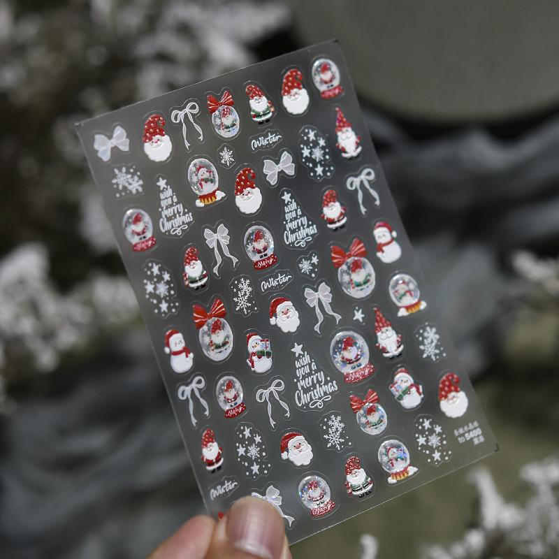 

Зимняя сказка Снеговик и Снежный шар с кристаллами наклейки для ногтей акценты.