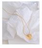 French-Style Peach Love Heart Pendant Necklace, 18K Gold Titanium Steel Clavicle Chain