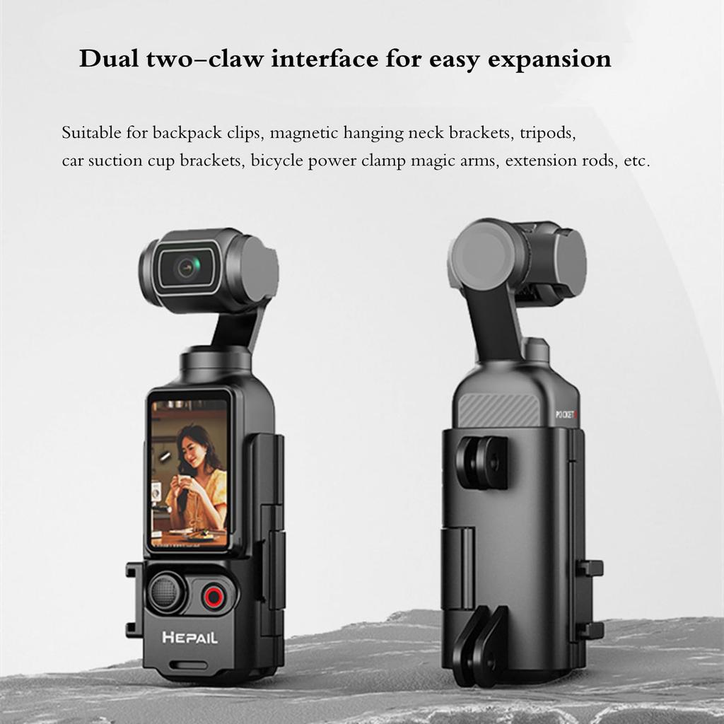 Camera Expansion Adapter for DJI Osmo Pocket 3, Protective Cage Cold Shoe Port Handle Mount Cage Bracket Adapter Housing Frame