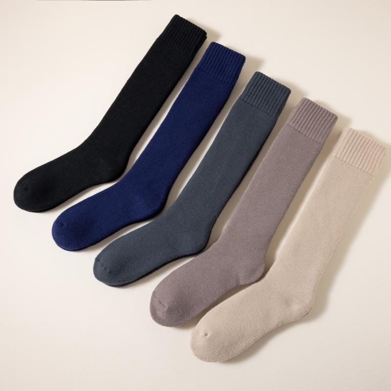3 Pair Winter Thick Warm Men's Knee High Wool Socks High Quality Merino Wool Calf Socks Harajuku Retro Cashmere Snow Socks Men