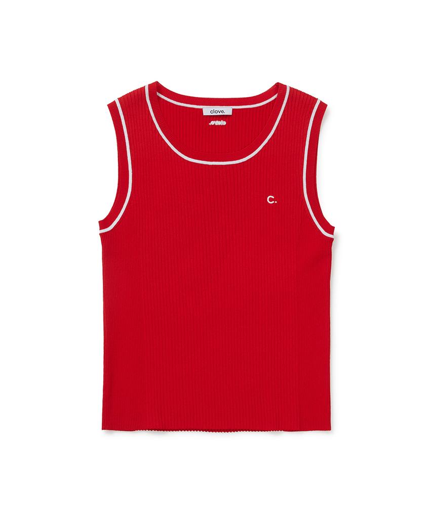 CLOVE [26Sm Clove] Sleeveless Knit Top (Red)