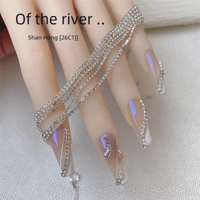 Vergoldete 3D-Diamant-Nagelketten: Mini-DIY-Luxus-Nageldekorationen