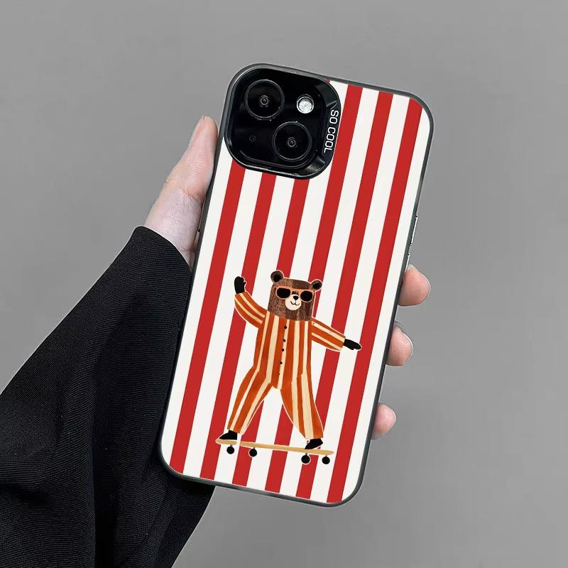 Cute Green And White Plaid Animal Phone Case For Samsung Galaxy S26 S25 Ultra S24 S23 FE S22 S21 Plus A56 A55 Hard Matte Cover