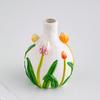 Ceramiczny Wazon Wytłaczany Tulip Kolorowy Wzór Kwiatowy Wazon na Kwiaty Akcesoria do Aranżacji Kwiatowych Akcesoria do Dekoracji Domu