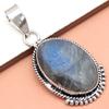 Pendant Blue Fire Labradorite Gemstone Gift For Her Silver Jewelry 1.75"