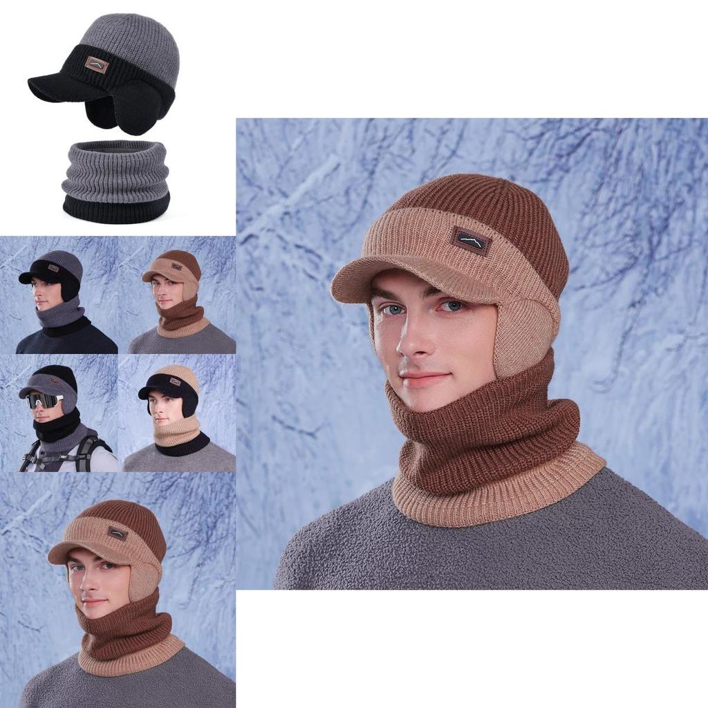 Knitted Winter Hat And Neck Warmer Set With Fleece Lining For Men Outdoor Cold Weather