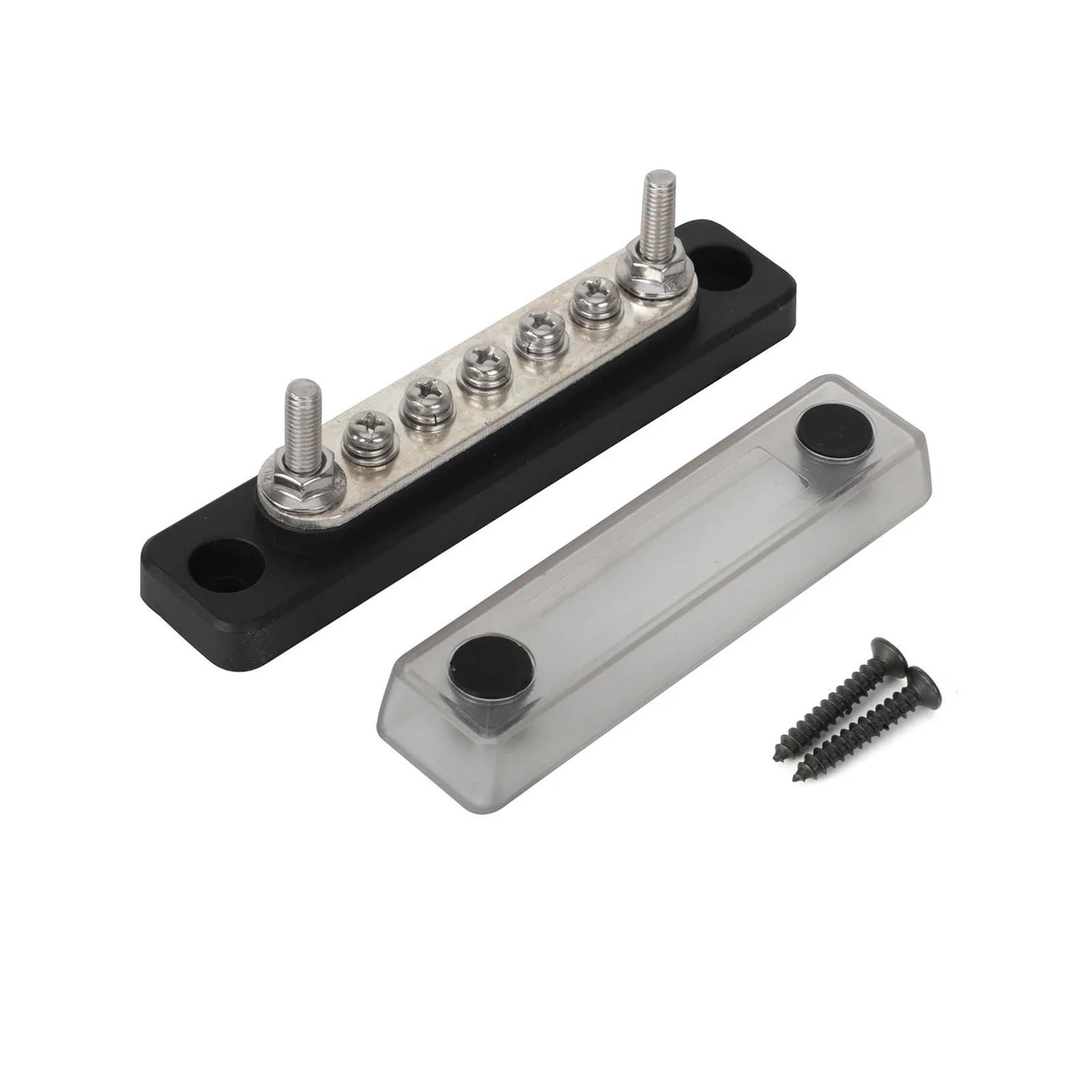 

Electrical Power Distribution Block Bus Bar for RV Boat Marine 100A 48V Power Terminal Block with Cover Positive Negative Busbar